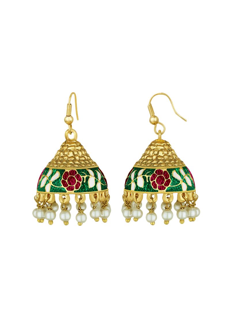 gold metal jhumka - 15431707 - Standard Image - 2