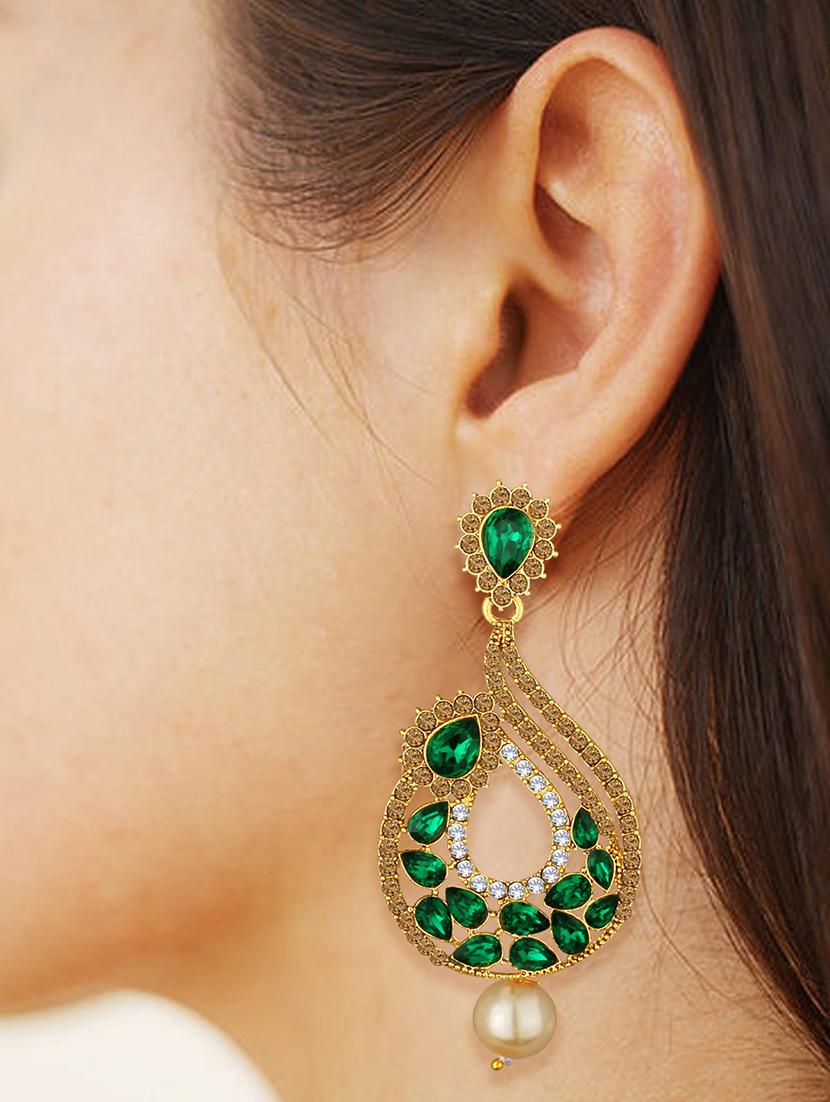 gold metal drop earrings - 15431721 - Zoom Image - 0