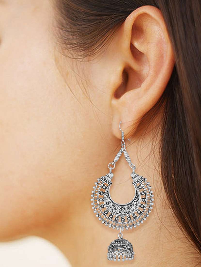 white metal jhumka