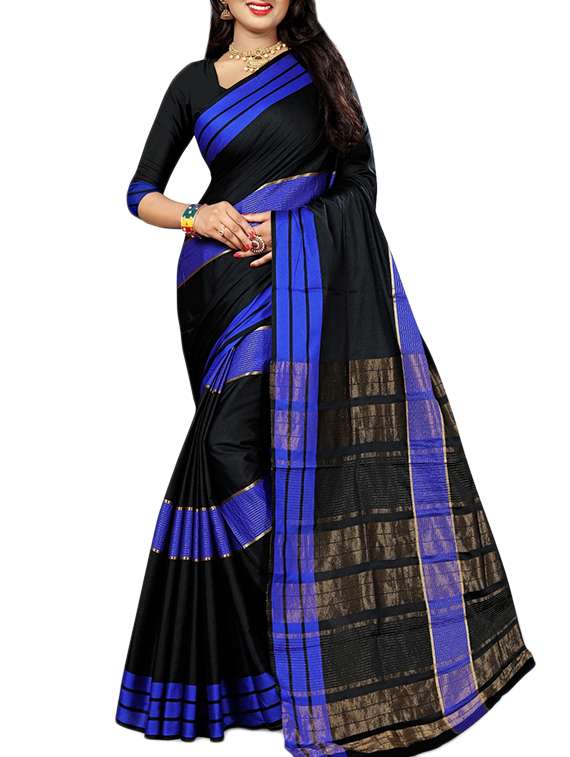 contrast striped woven saree with blouse
