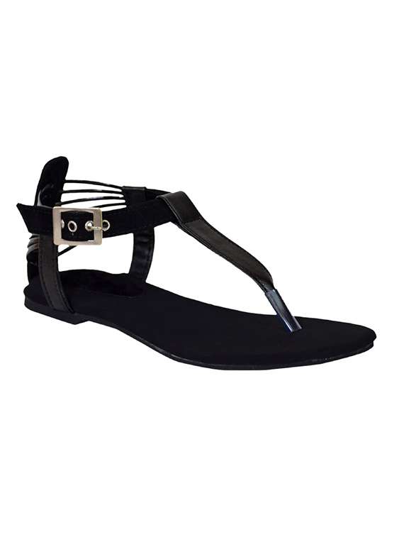 black t-strap sandals