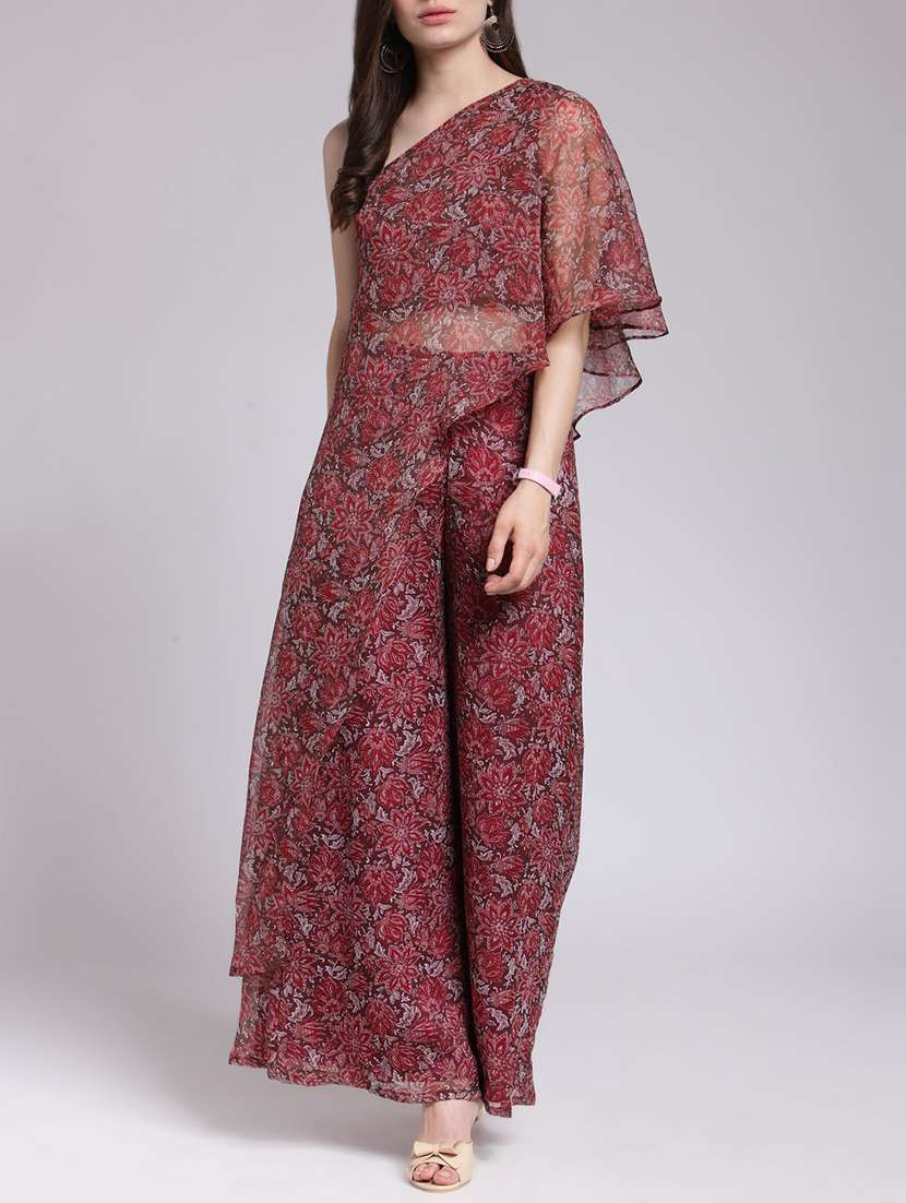 single shoulder top & flared palazzo set