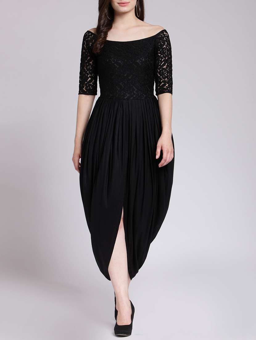 lace boat neck tulip dress