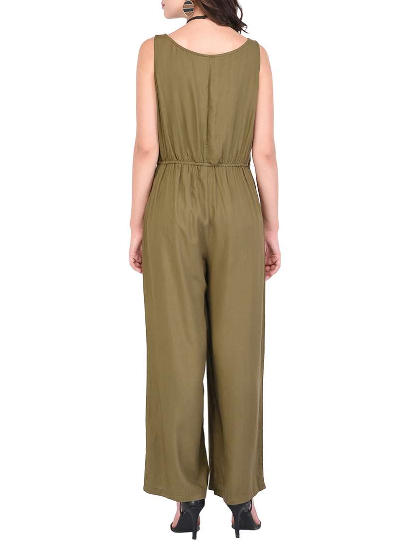 button placket full leg jumpsuit - 15438070 -  Standard Image - 2