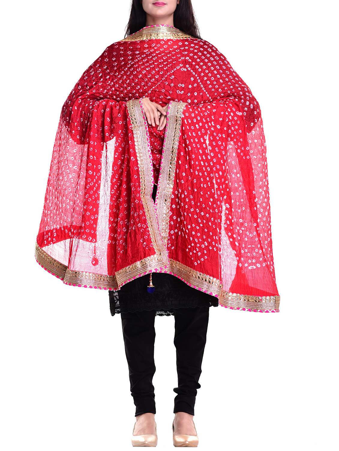 red art silk dupatta