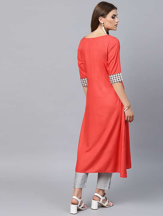 a-line patch work kurta - 15440538 -  Standard Image - 2
