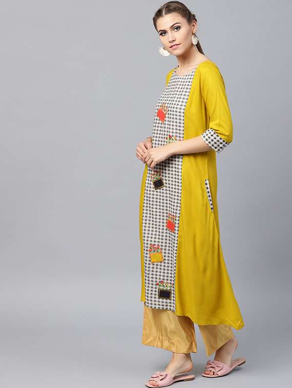 a-line patch work kurta - 15440539 -  Standard Image - 2