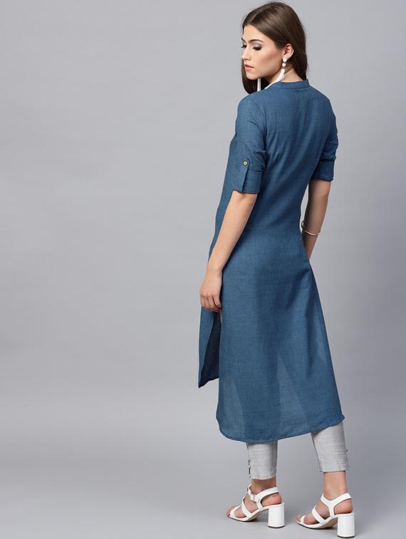 embroidered straight kurta - 15440548 - Standard Image - 2