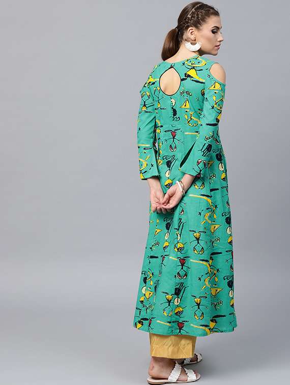 conversational cold shoulder ethnic dress - 15440558 - Standard Image - 2
