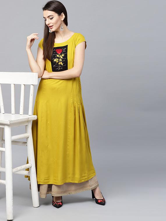 embroidered flared ethnic dress - 15440568 - Standard Image - 2