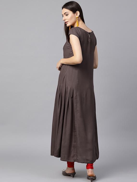embroidered flared ethnic dress - 15440569 - Standard Image - 2