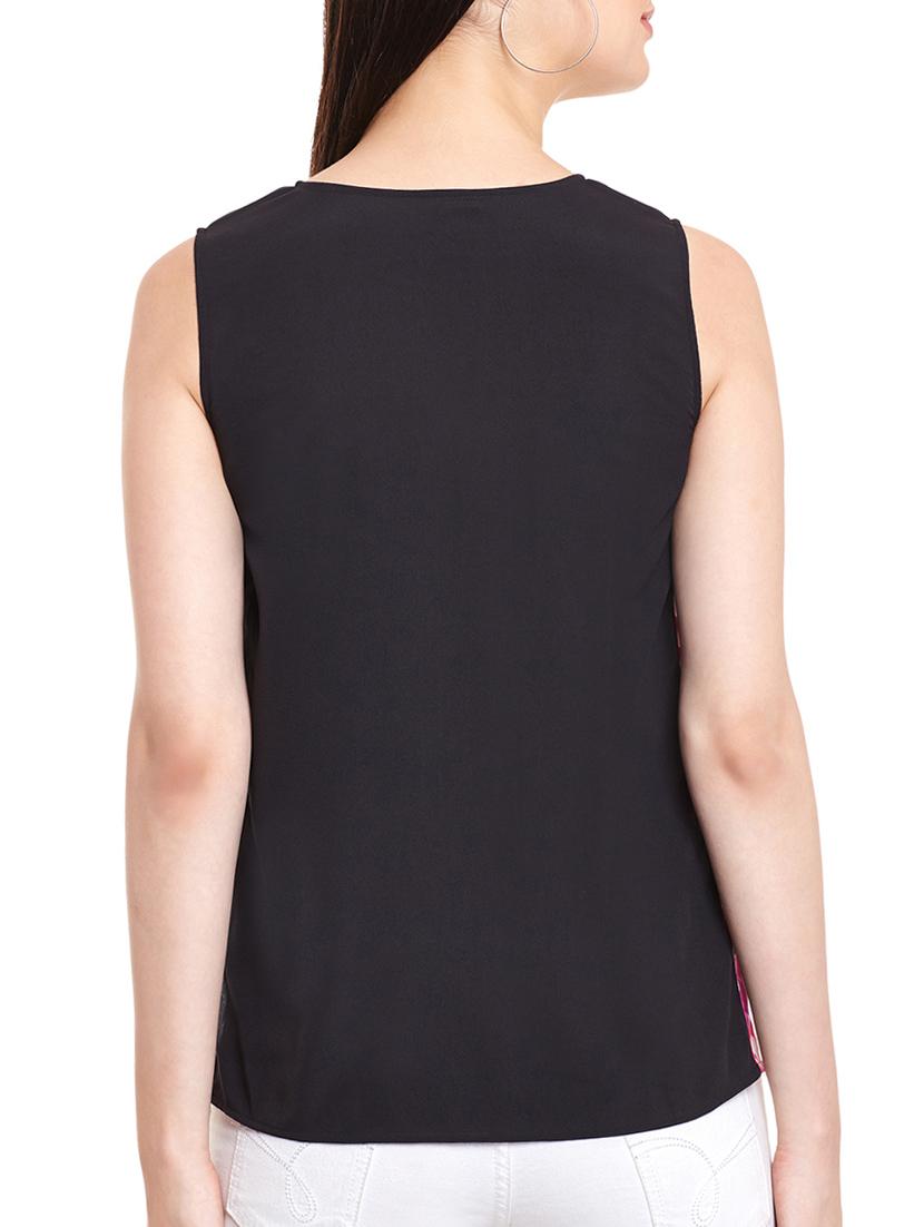 high-low hem notch neck top - 15441988 - Standard Image - 2