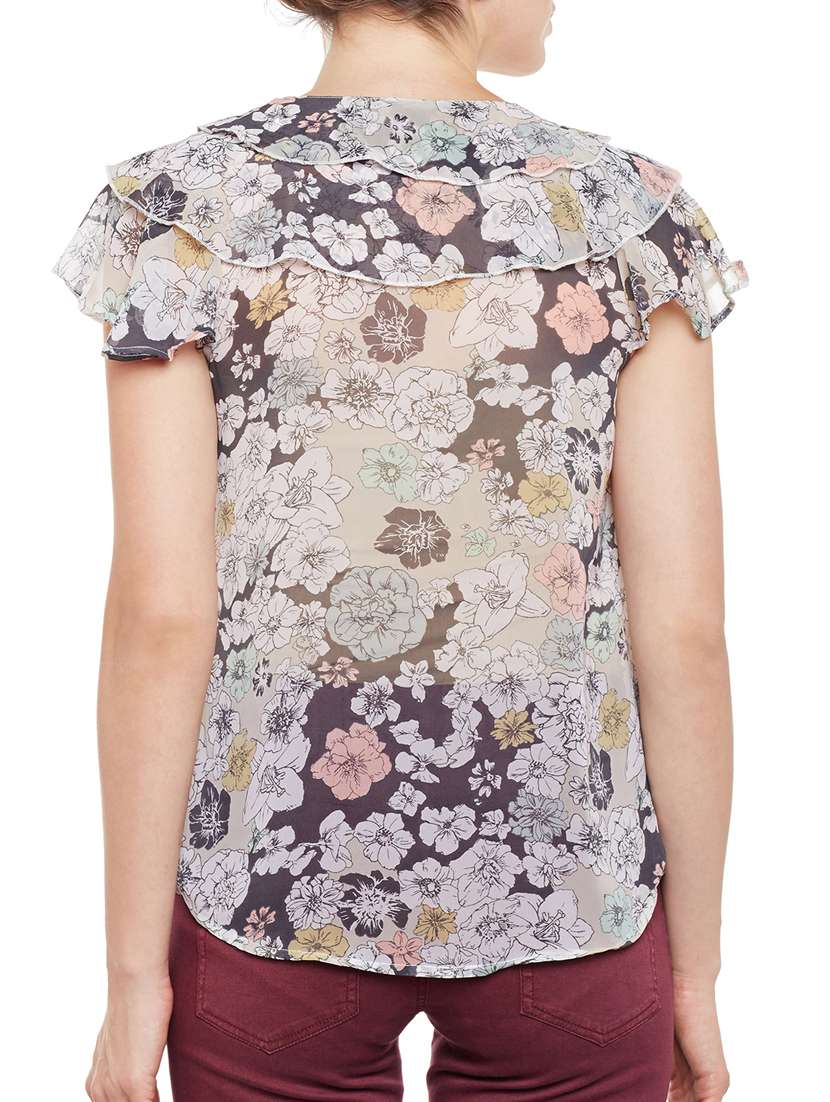 floral sheer ruffled top - 15441993 -  Standard Image - 2