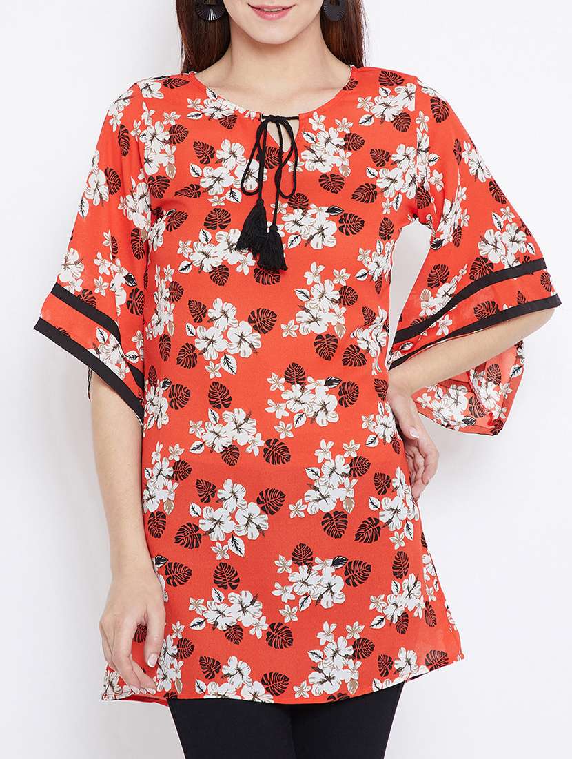 floral bell sleeved tunic