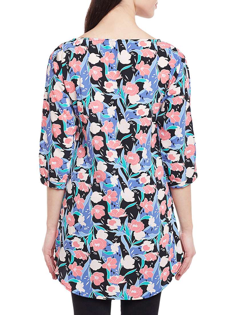 floral boat neck tunic - 15442078 - Standard Image - 2