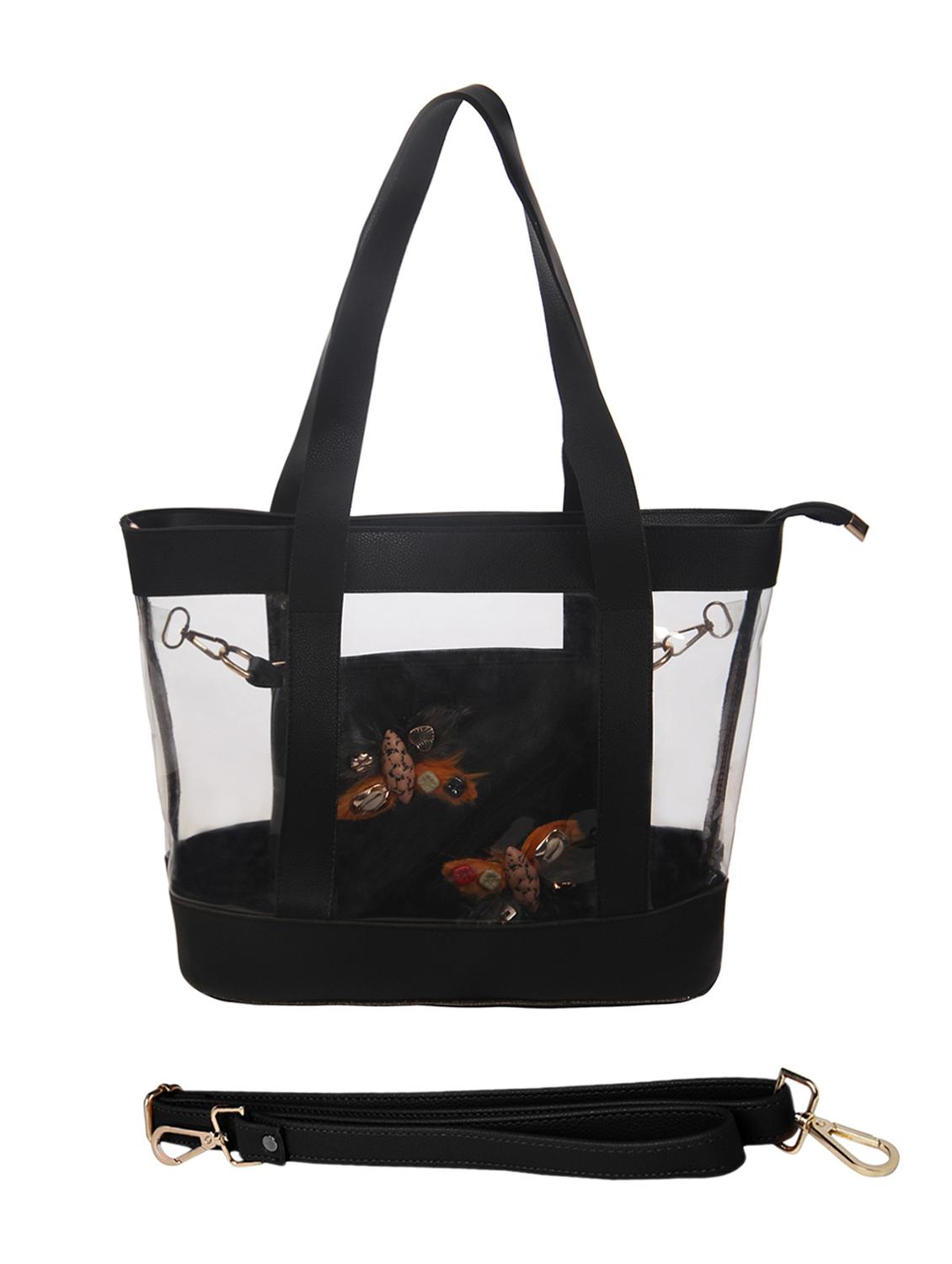 black leatherette (pu) combo tote - 15443662 - Standard Image - 2
