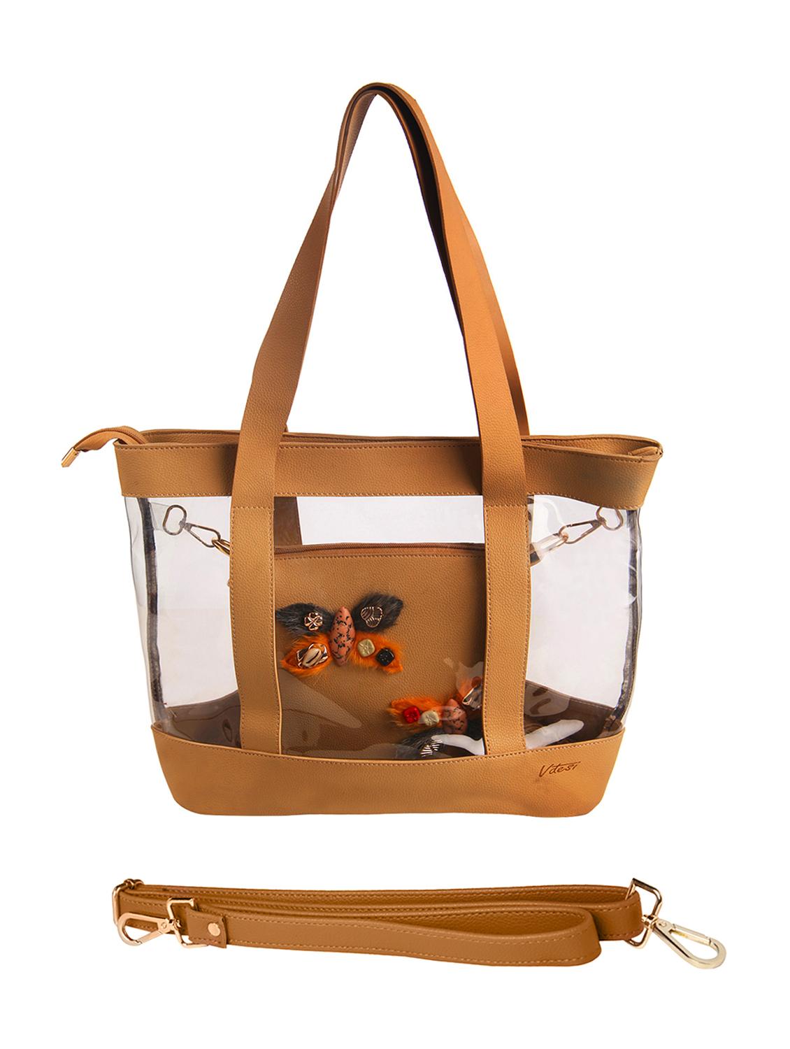 tan leatherette (pu) combo tote - 15443664 - Standard Image - 2