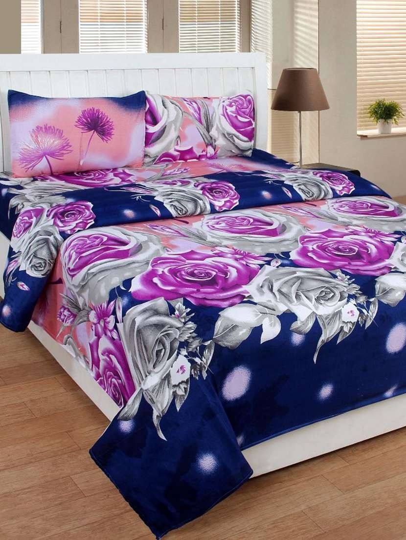 polycotton double bedsheet with 2 pillow covers