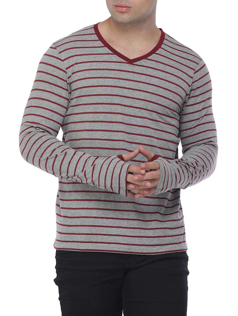 grey cotton blend thumbhole t-shirt