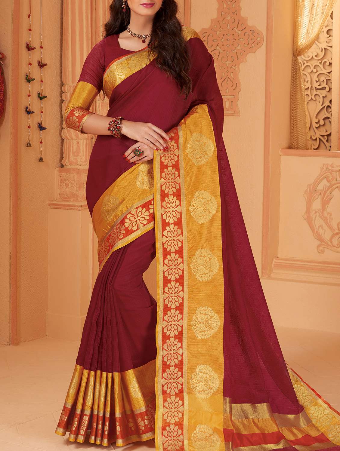 zari bordered kota silk saree with blouse