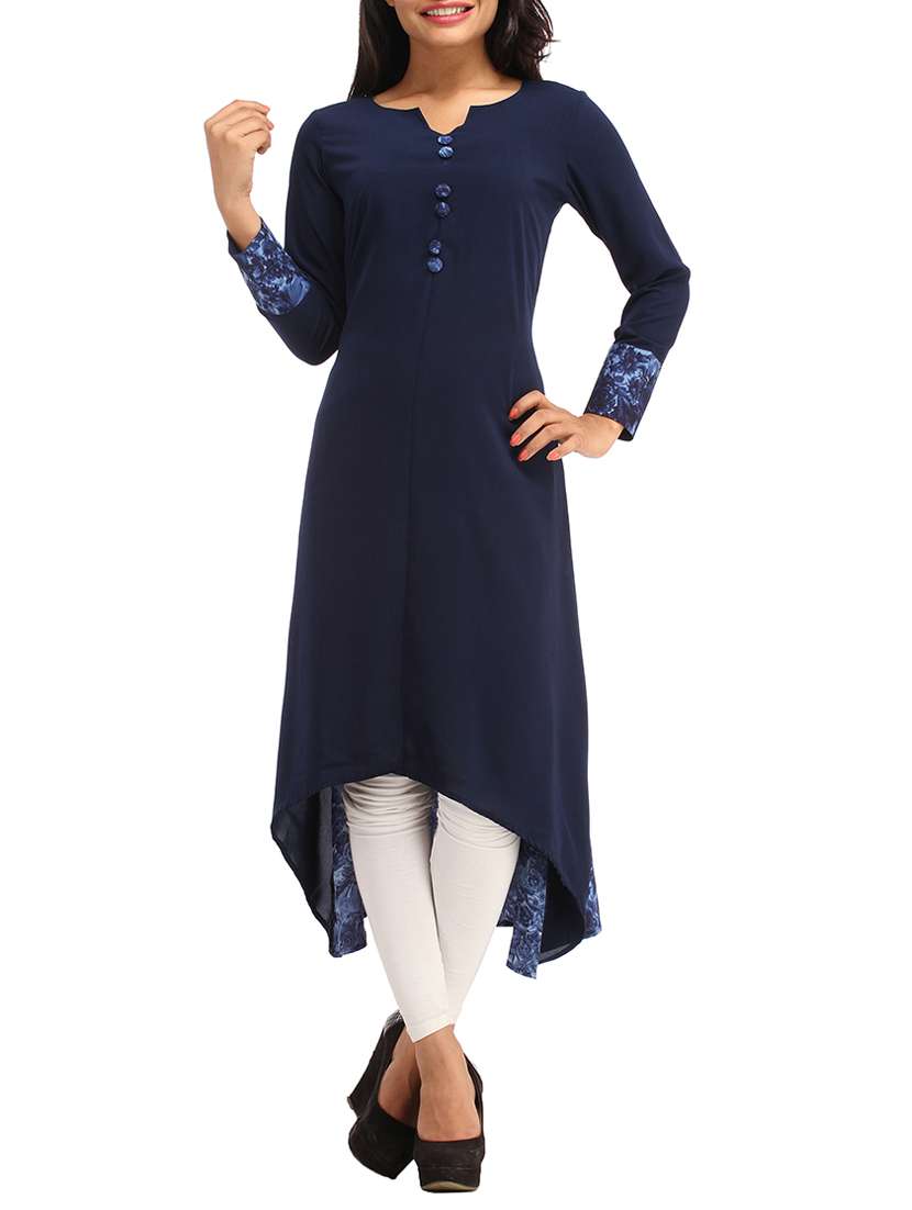 asymmetric floral kurta