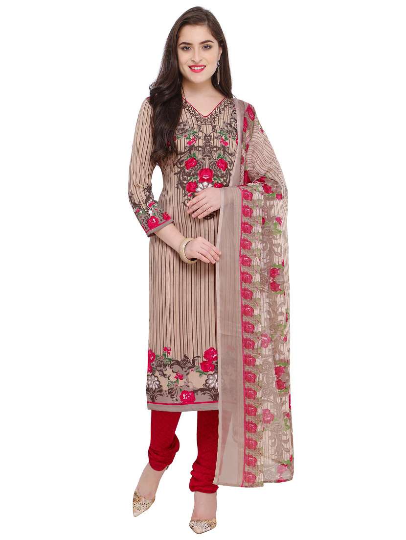 printed unstitched churidaar suit