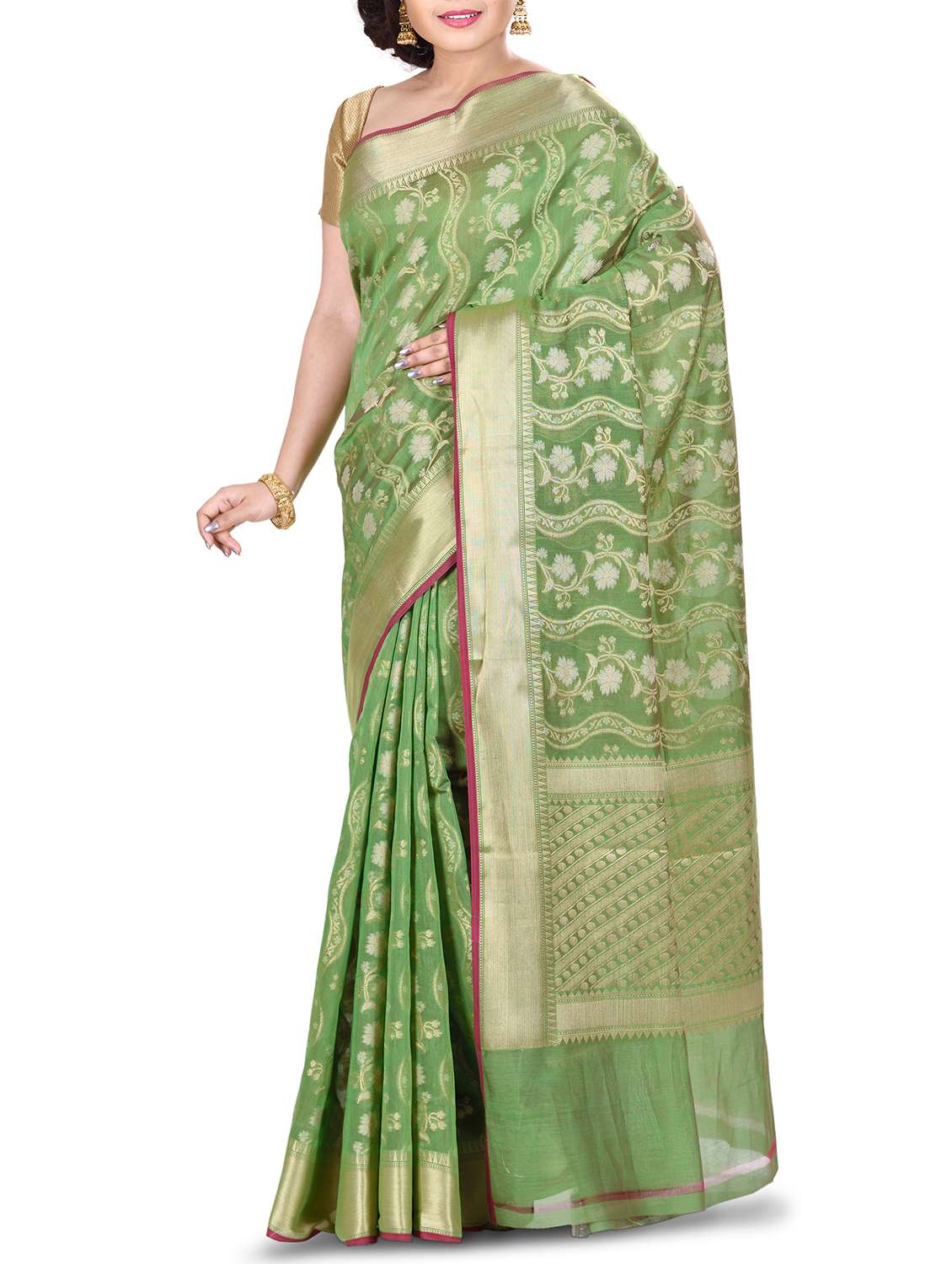 floral zari banarasi saree with blouse