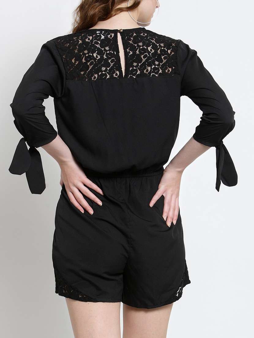 lace yoke wrap romper - 15451795 -  Standard Image - 2