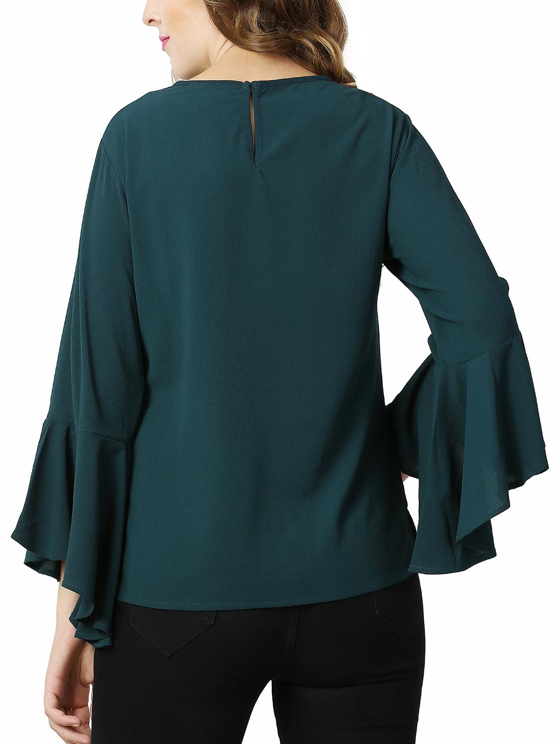 bell sleeved keyhole back top - 15452460 - Standard Image - 2