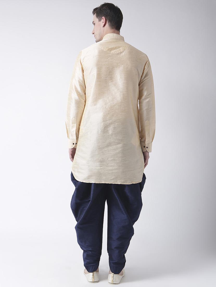 cream silk blend dhoti kurta set - 15453018 - Standard Image - 2