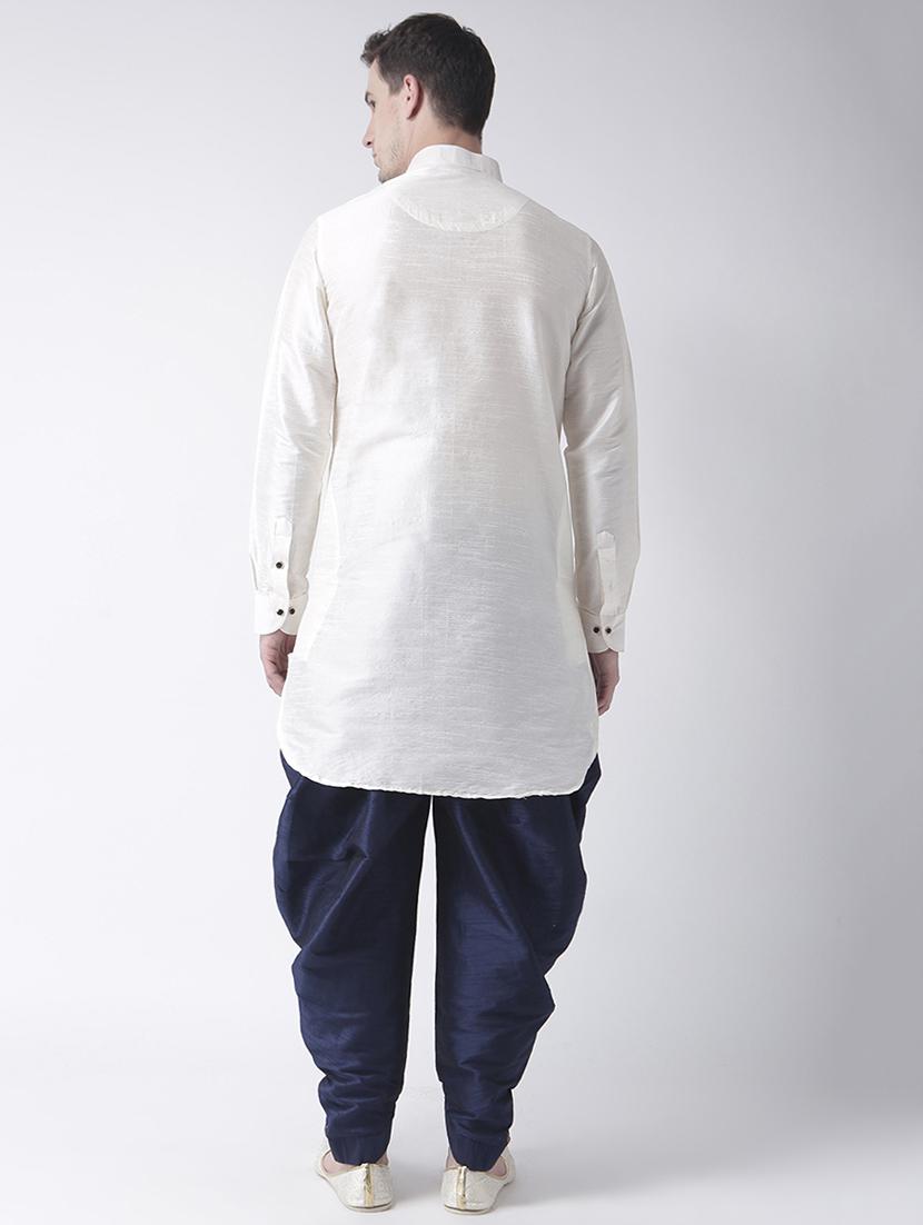 white silk blend dhoti kurta set - 15453023 - Standard Image - 2