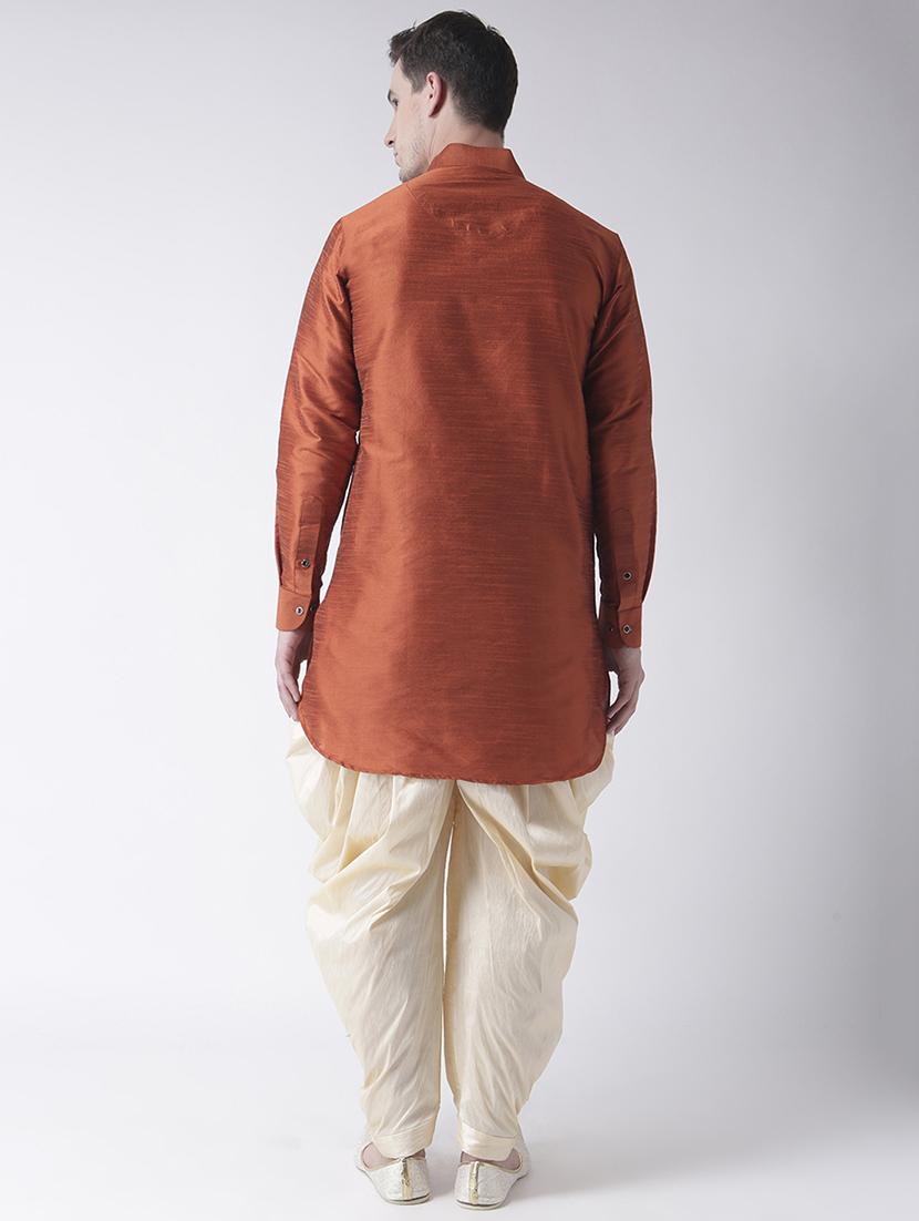 brown silk blend dhoti kurta set - 15453030 - Standard Image - 2