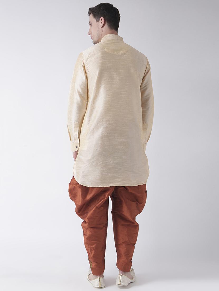 cream silk blend dhoti kurta set - 15453033 - Standard Image - 2