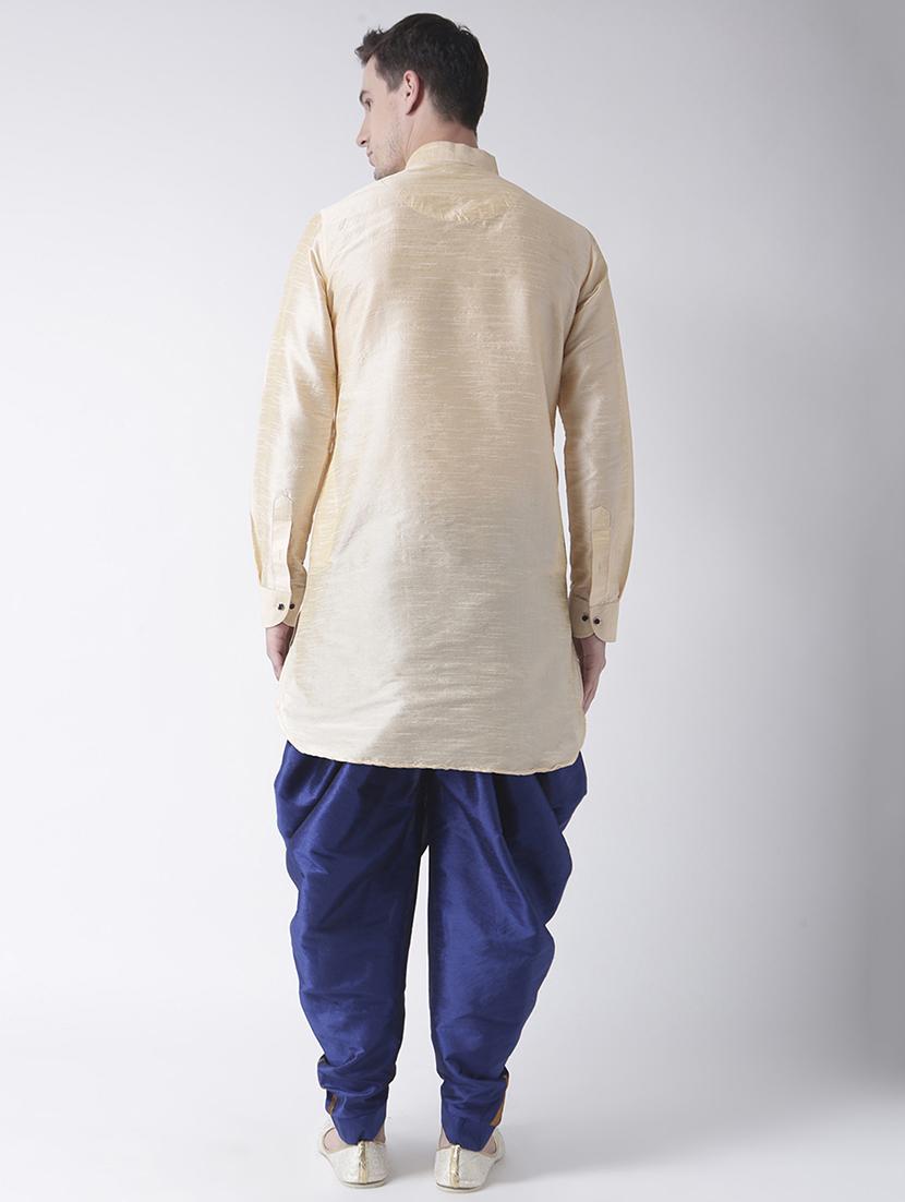 cream silk blend dhoti kurta set - 15453037 - Standard Image - 2