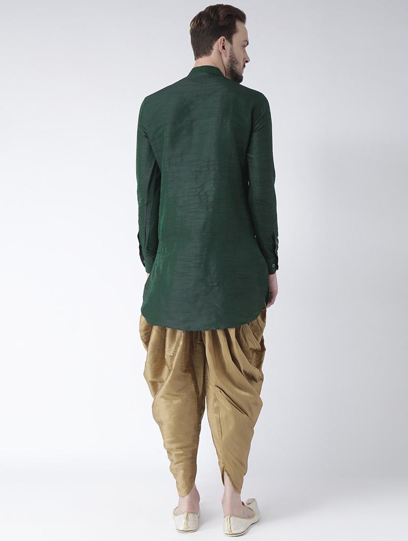 green silk blend dhoti kurta set - 15453058 - Standard Image - 2