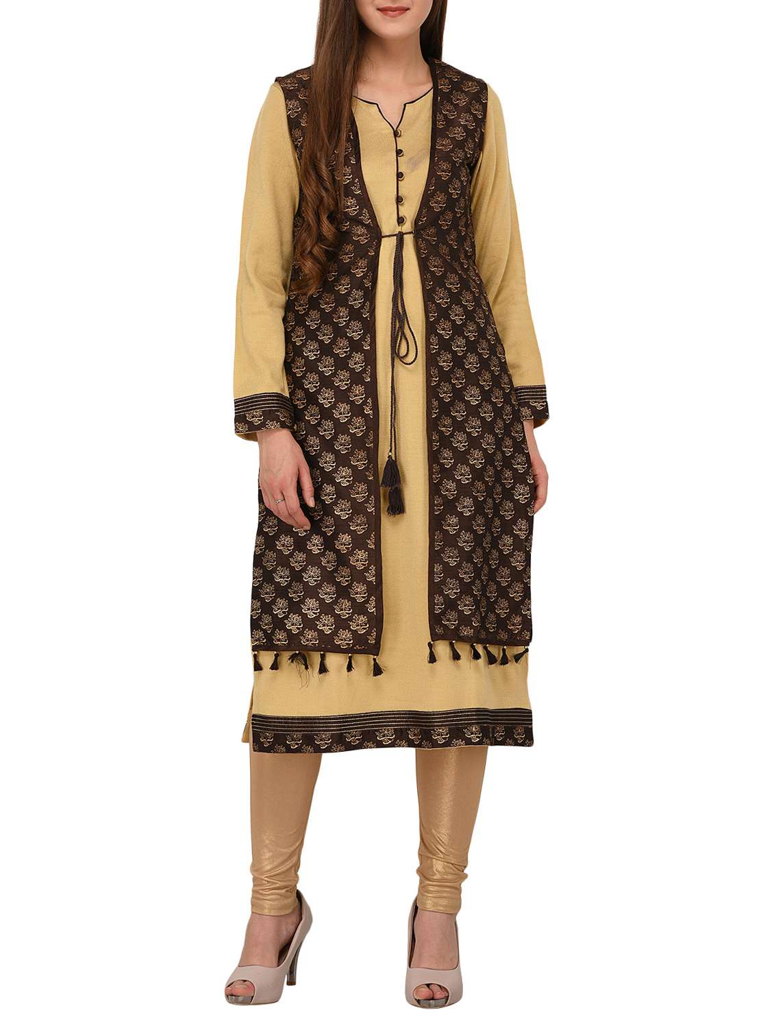 brown wool woolen kurta