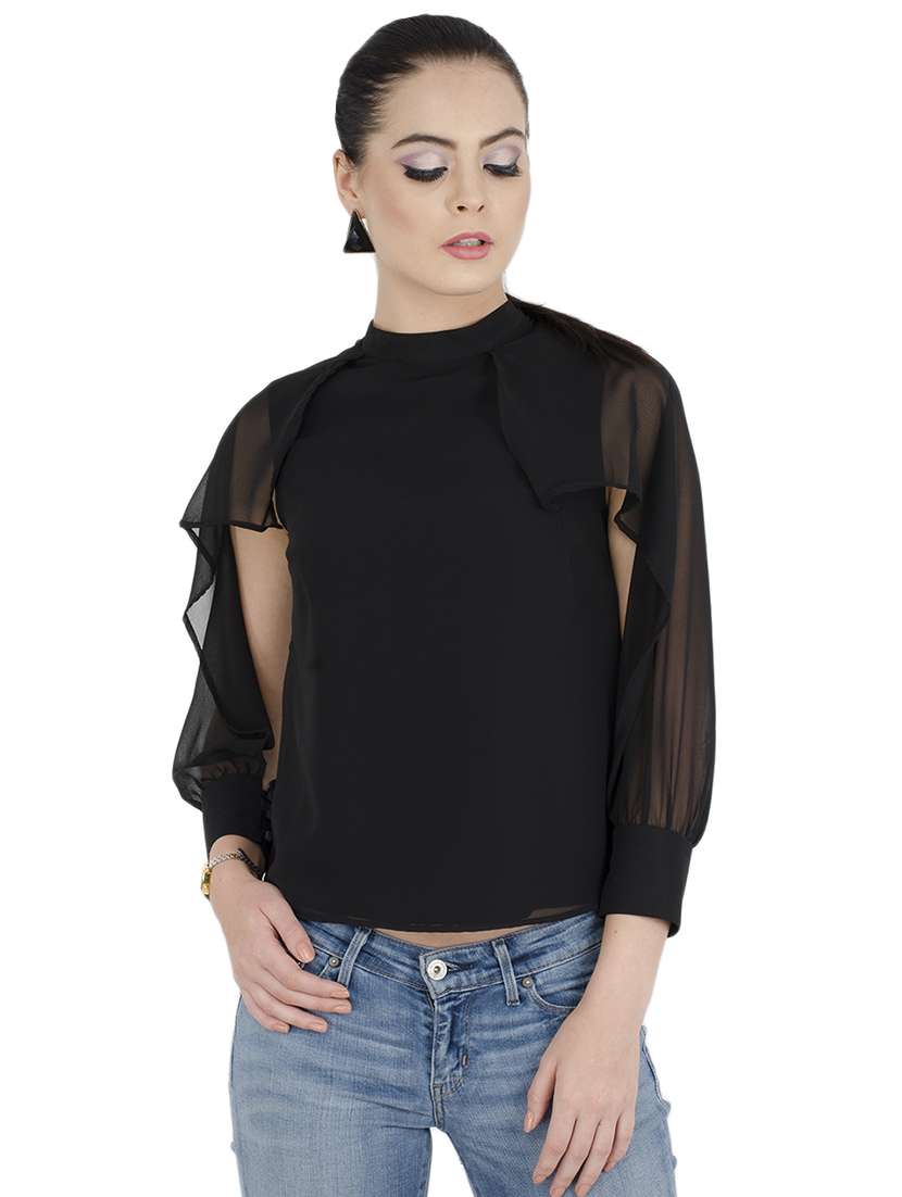 women's straight mandarin neck top