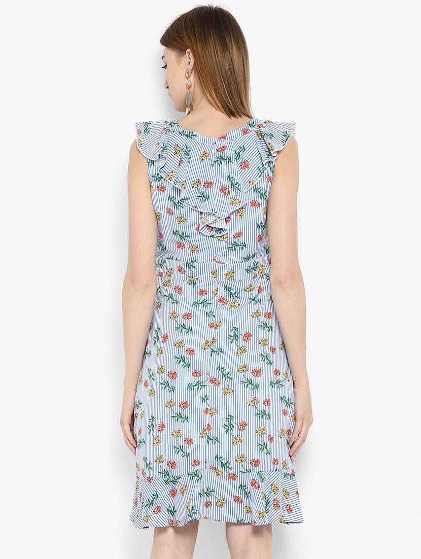 ruffle detailed striped printed dress - 15455948 - Standard Image - 2