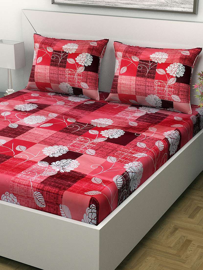 100% cotton 144 tc double bed sheet with 2 pillow covers