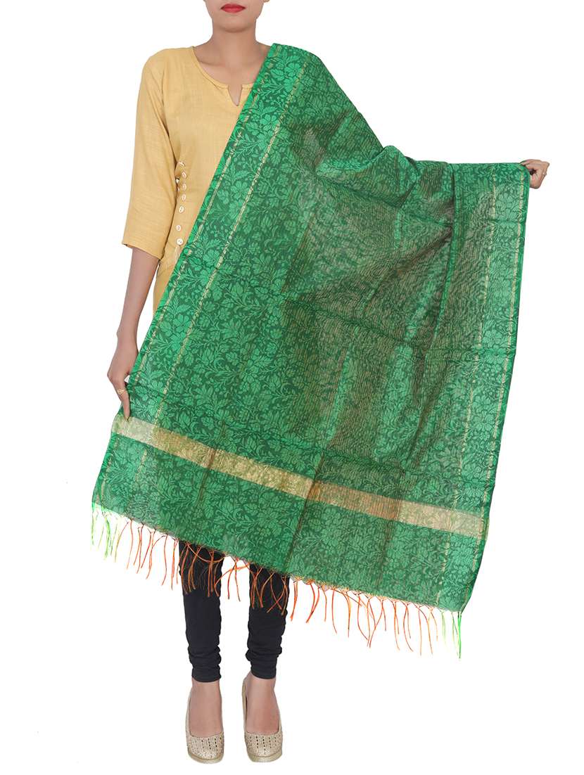 green chanderi dupatta