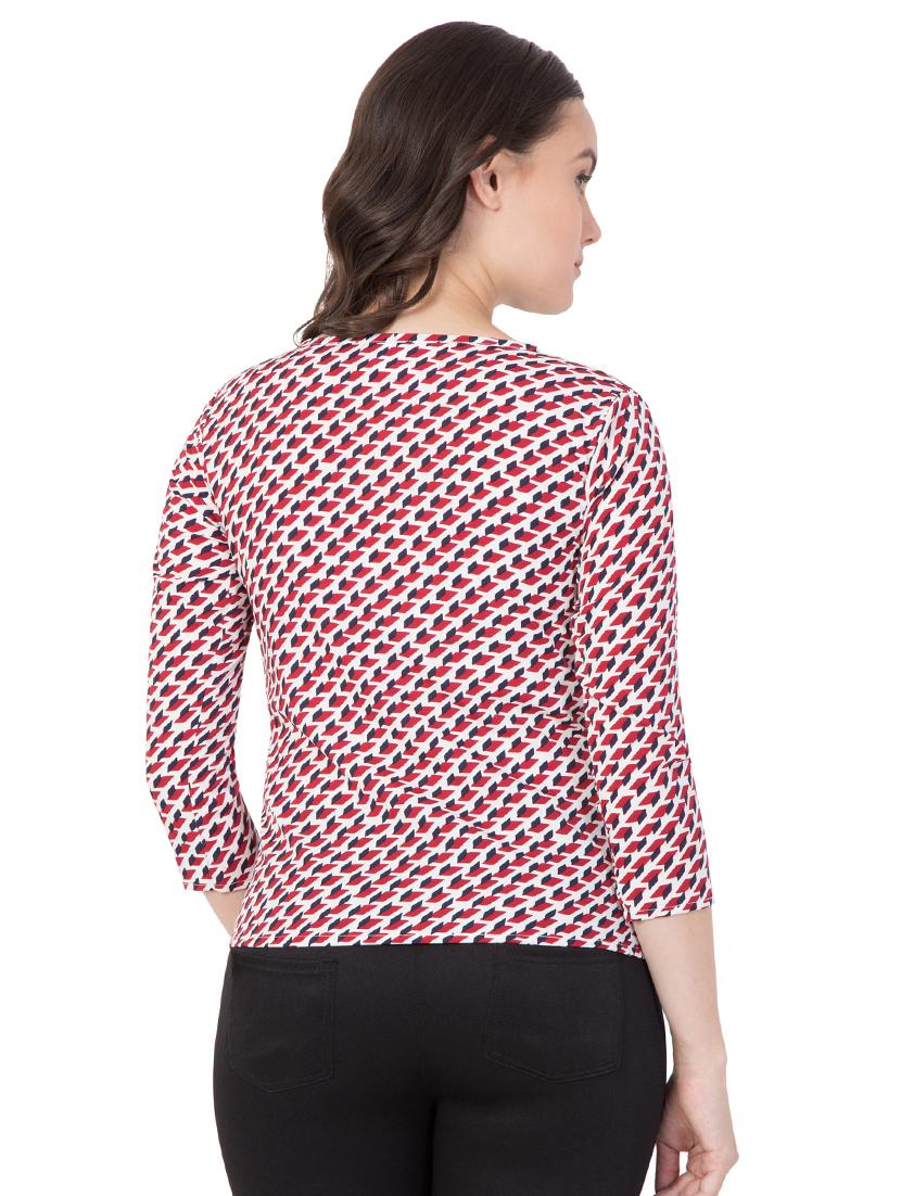 printed boat neck top - 15458207 - Standard Image - 2