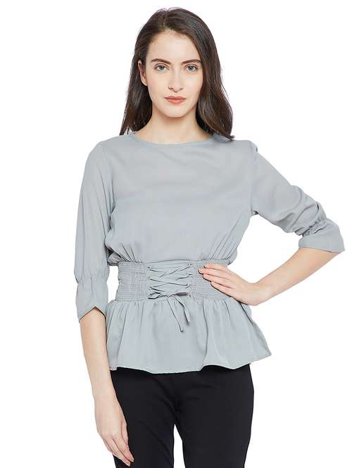 women's peplum boat neck top - 15458823 - Standard Image - 0