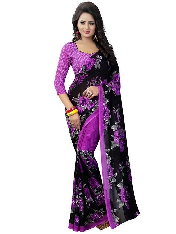 printed half and half saree
