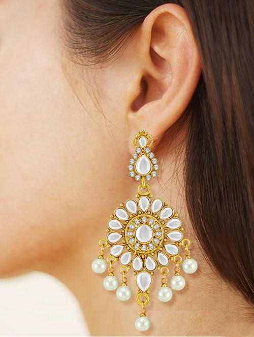 gold tone pearl inspired earrings - 15464661 -  Standard Image - 0