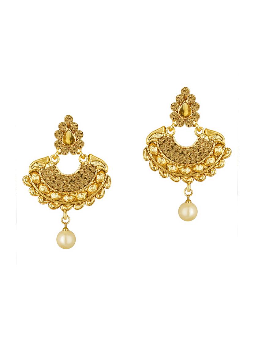 gold tone earrings & maang teeka set - 15464665 - Standard Image - 2