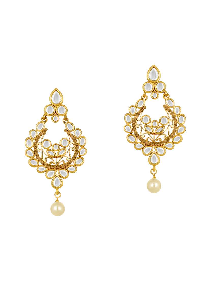 gold tone stone earrings & maangteeka set - 15464671 - Standard Image - 2