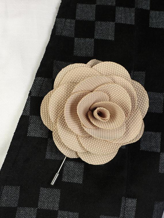 beige micro fibre lapelpin - 15465950 - Standard Image - 2