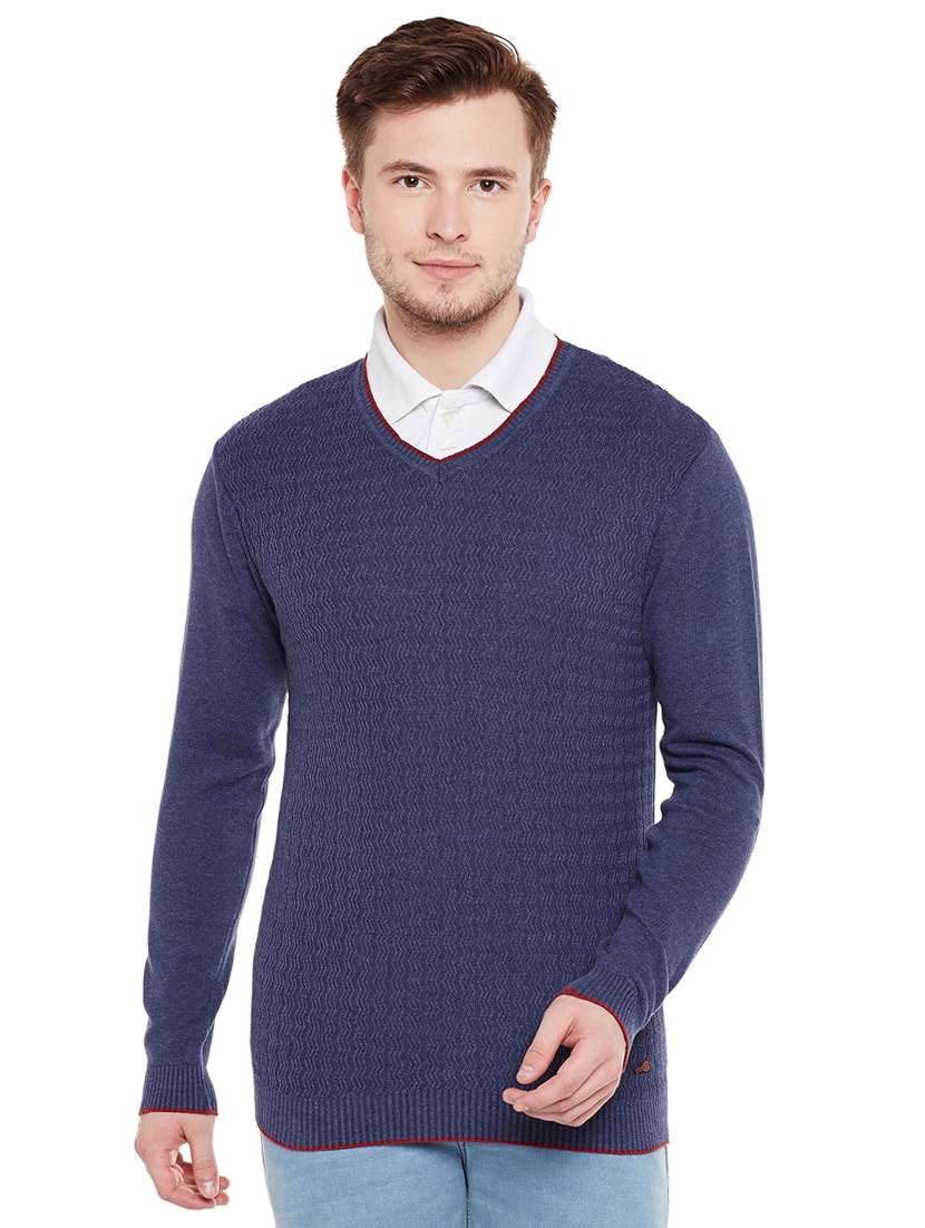 blue wool pullover