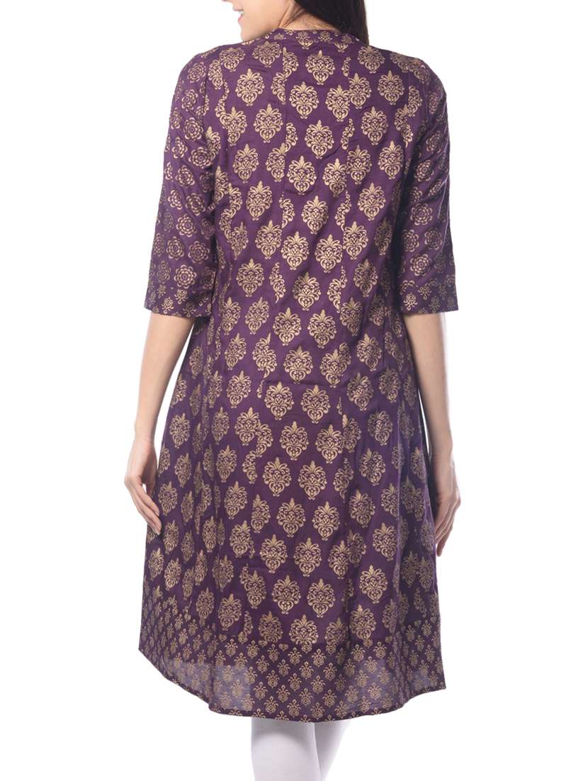 a-line foil print kurta - 15466309 -  Standard Image - 2
