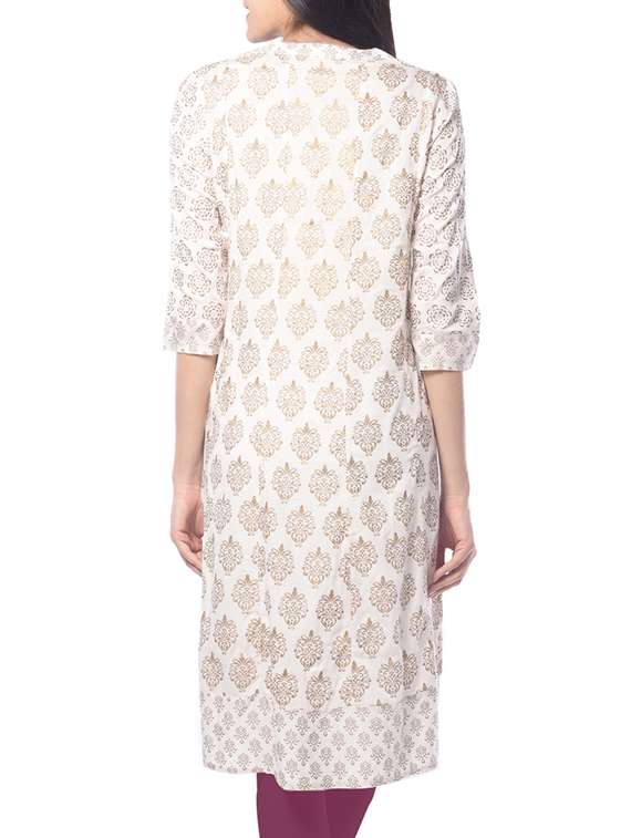 flared block print kurta - 15466310 -  Standard Image - 2